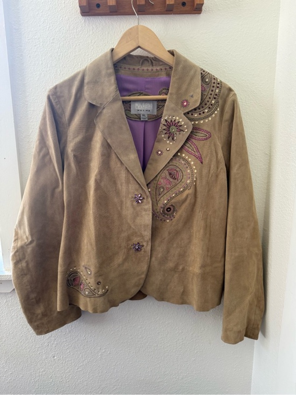 Vintage Suede Embroidered Paisley Jacket Western Y2K Boho